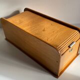 Wooden box with curtain vintage storage