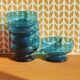 Turquoise blue bubble glass dessert bowls - Biot-style craftsmanship