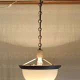 Art deco pendant light in metal, opaline and mercury glass by curtis lighting - 1920s/30s