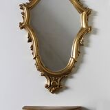 Miroir et sa console dorés style rocaille
