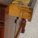 Buffet Empire, plateau en losanges, marqueterie de bois