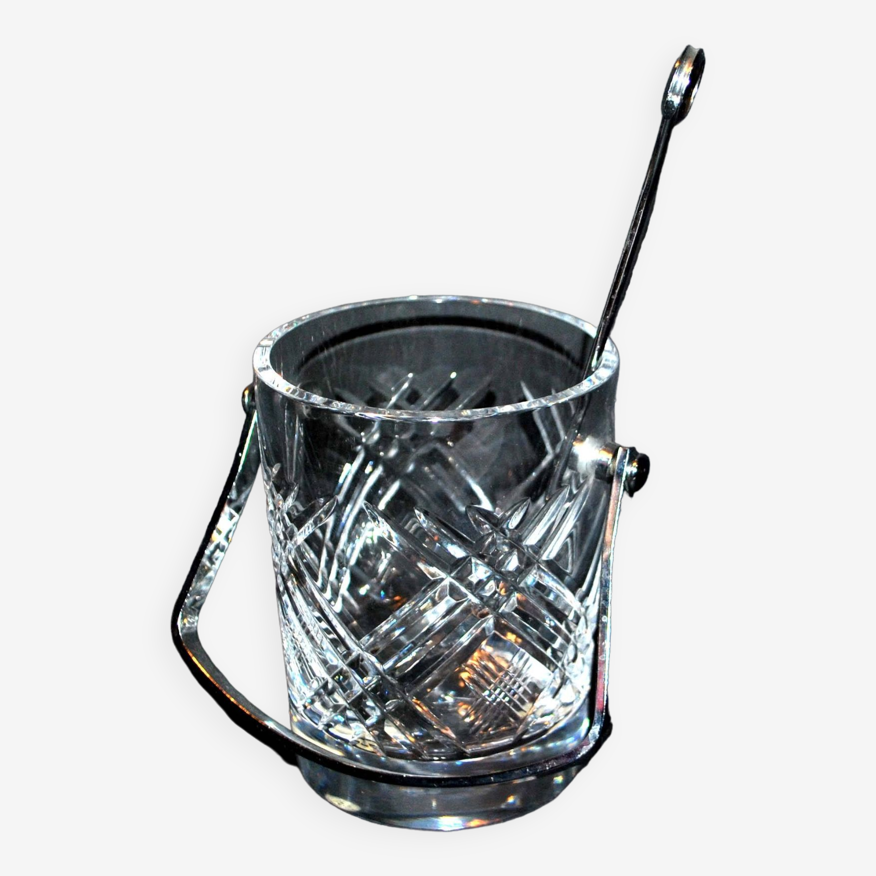 Seau à glace vintage en cristal - Pot à glaçon et cuillère signé Sèvres |  Selency