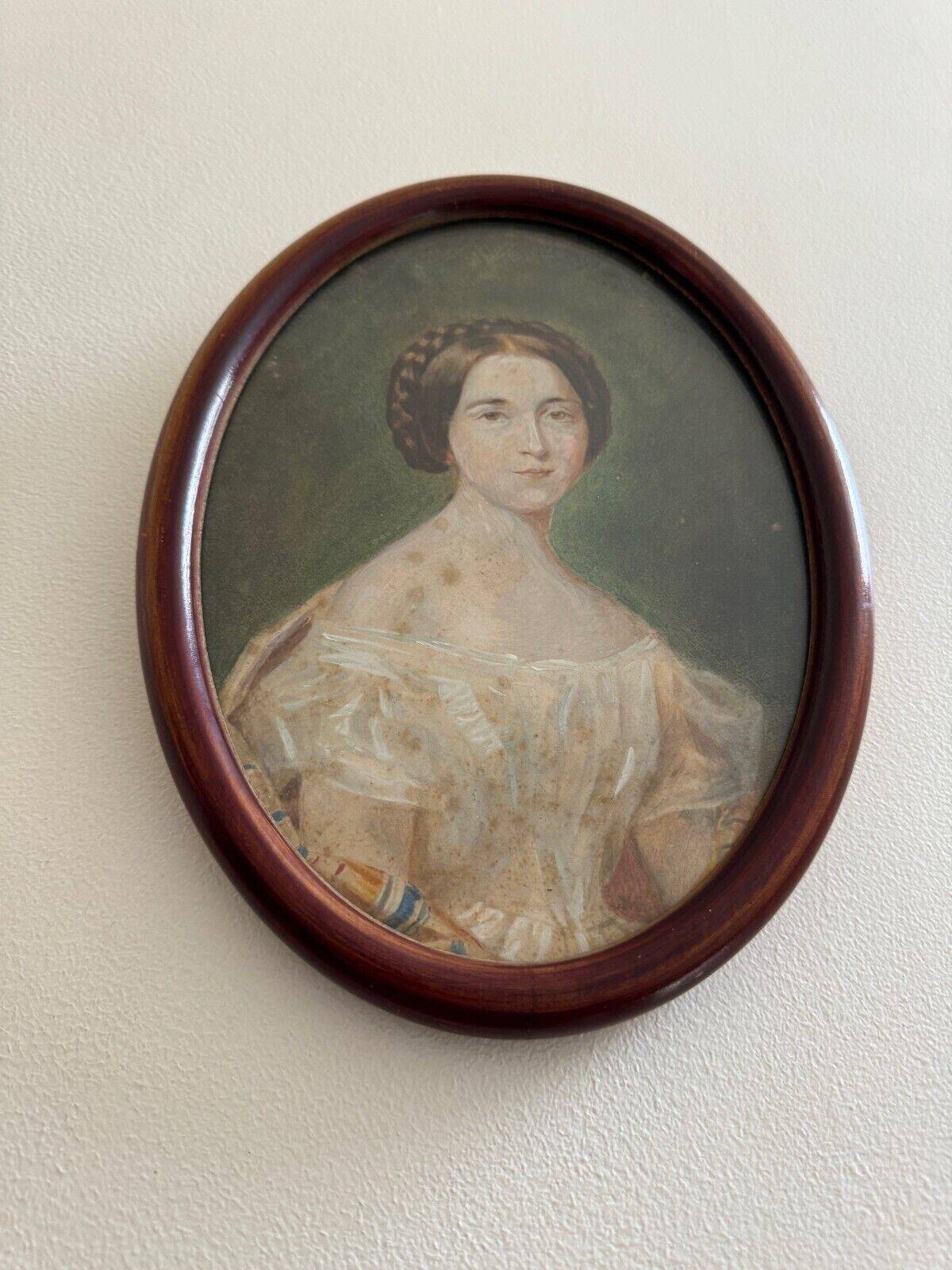 Watercolor on paper, early 20th century, portrait of a woman from the early 19th century