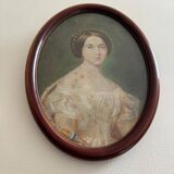 Watercolor on paper, early 20th century, portrait of a woman from the early 19th century