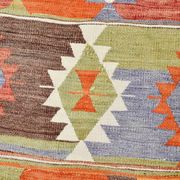 3x10 Geometric Multicolor Turkish Kilim Runner Rug,Rug For Hallway,95x295Cm