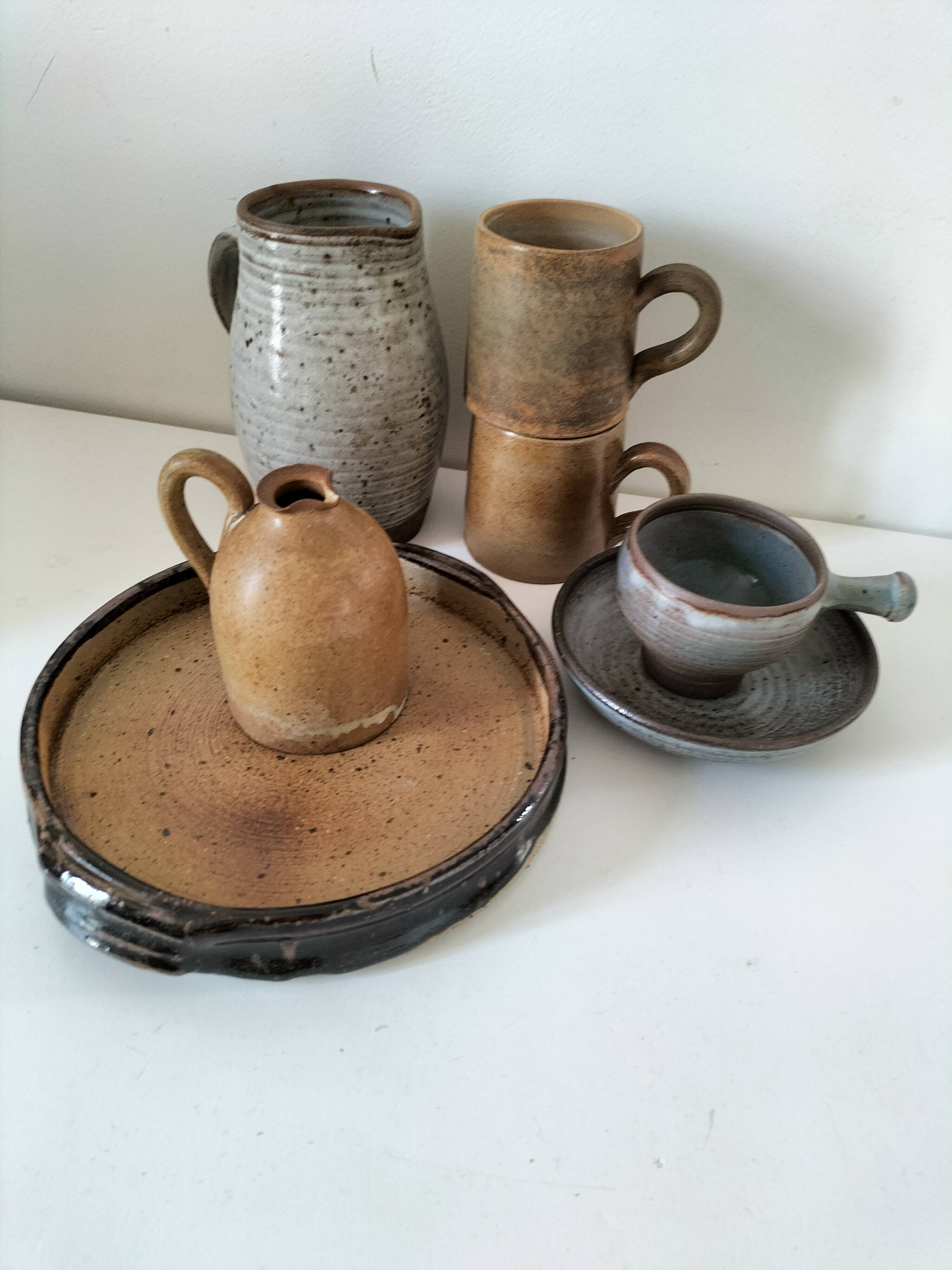 Stoneware service Puisaye – breakfast set - 7 pieces