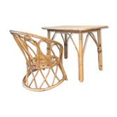Rattan set chair and table for children