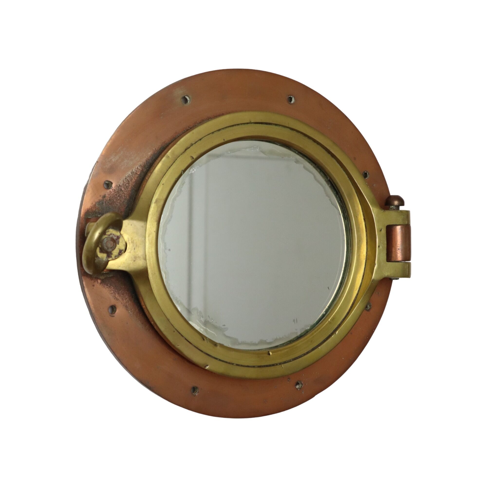 Heavy authentic copper porthole mirror nautical shipping 32cm