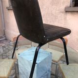 Fauteuil en cuir vert bronze 1950