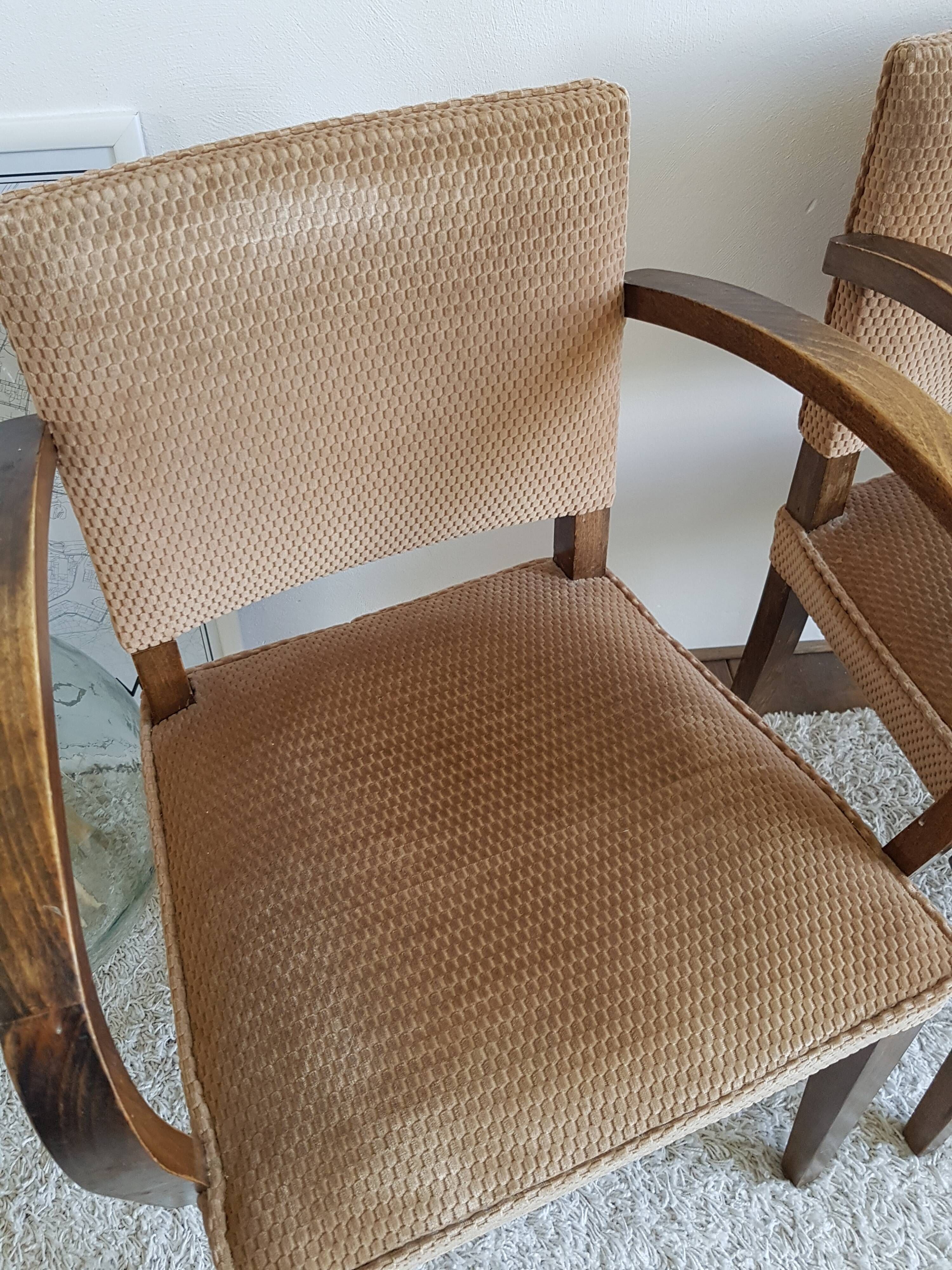 Pair of vintage bridge armchairs-circa 1960-wood and velvet