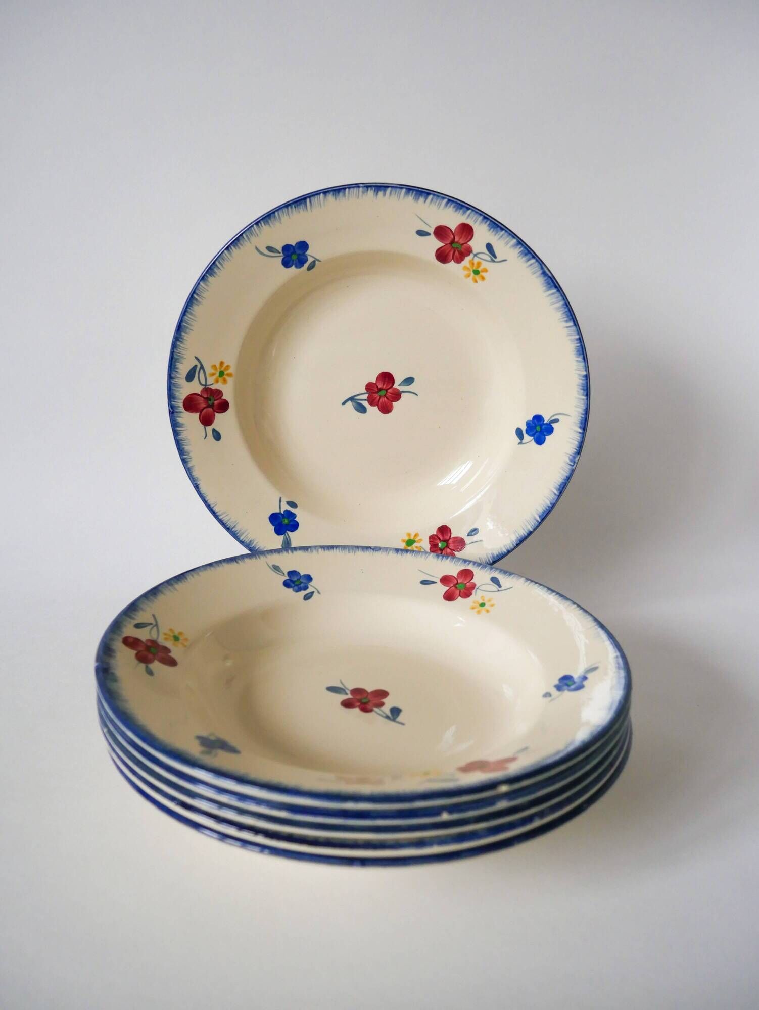 Set of 6 digoin sarreguemines soup plates model "mary-lou" 1940