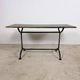 Vintage industrial bistro table with green painted wooden top