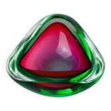 Red and green Sommerso ashtray by Seguso, Murano glass, Italy, 1970s