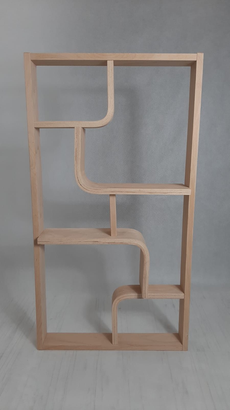 Curved plywood wall, bookcase, flowerbed, Volak by Holesov, 1960s Czechoslovakia