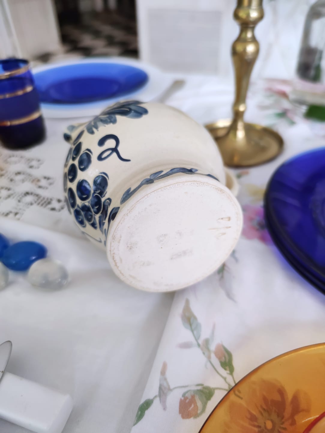 Decanter with grape blue decoration