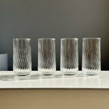 Set of 4 transparent twisted water glasses H:12cm