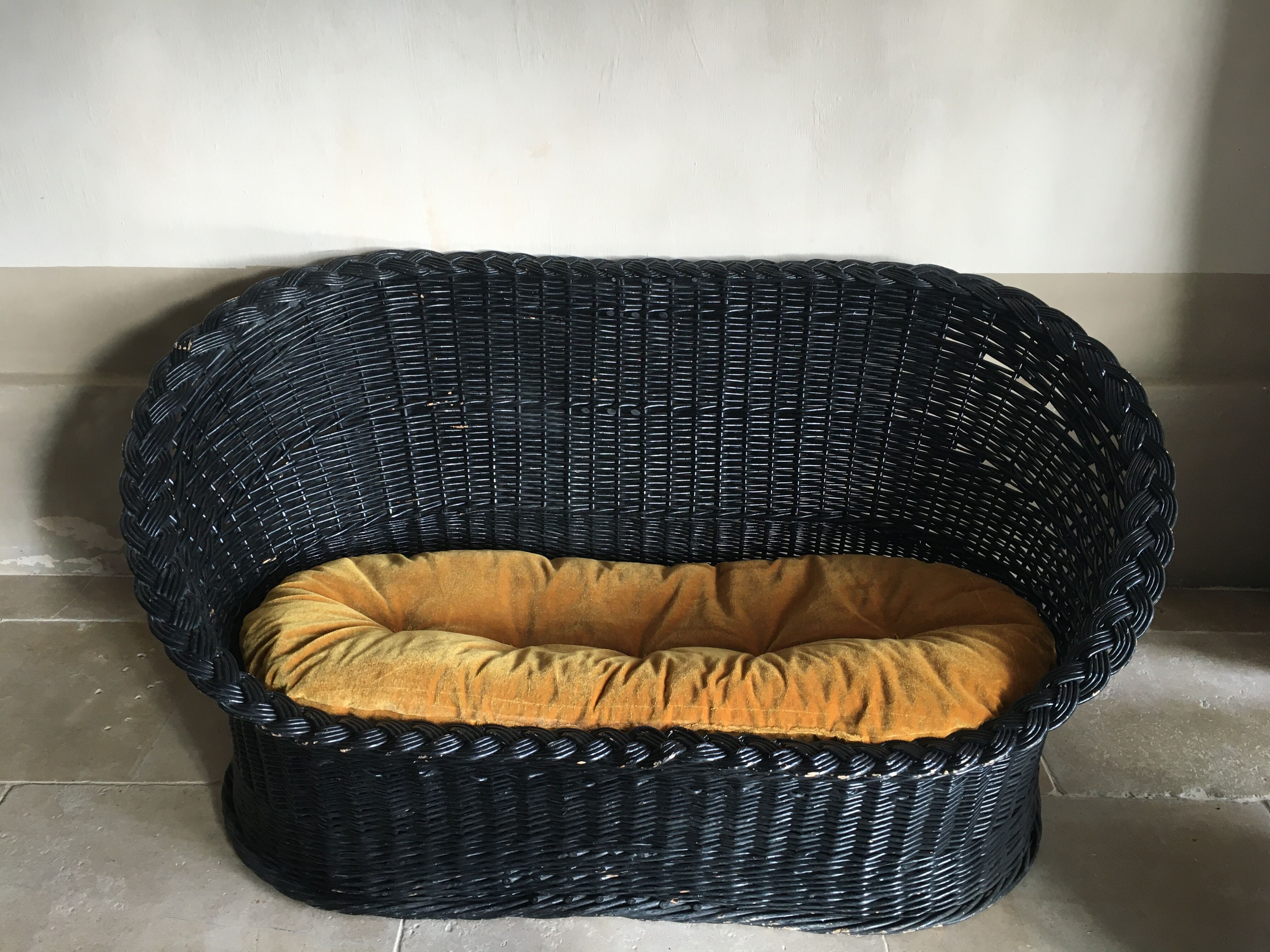 Black diabolo rattan set of the 60s