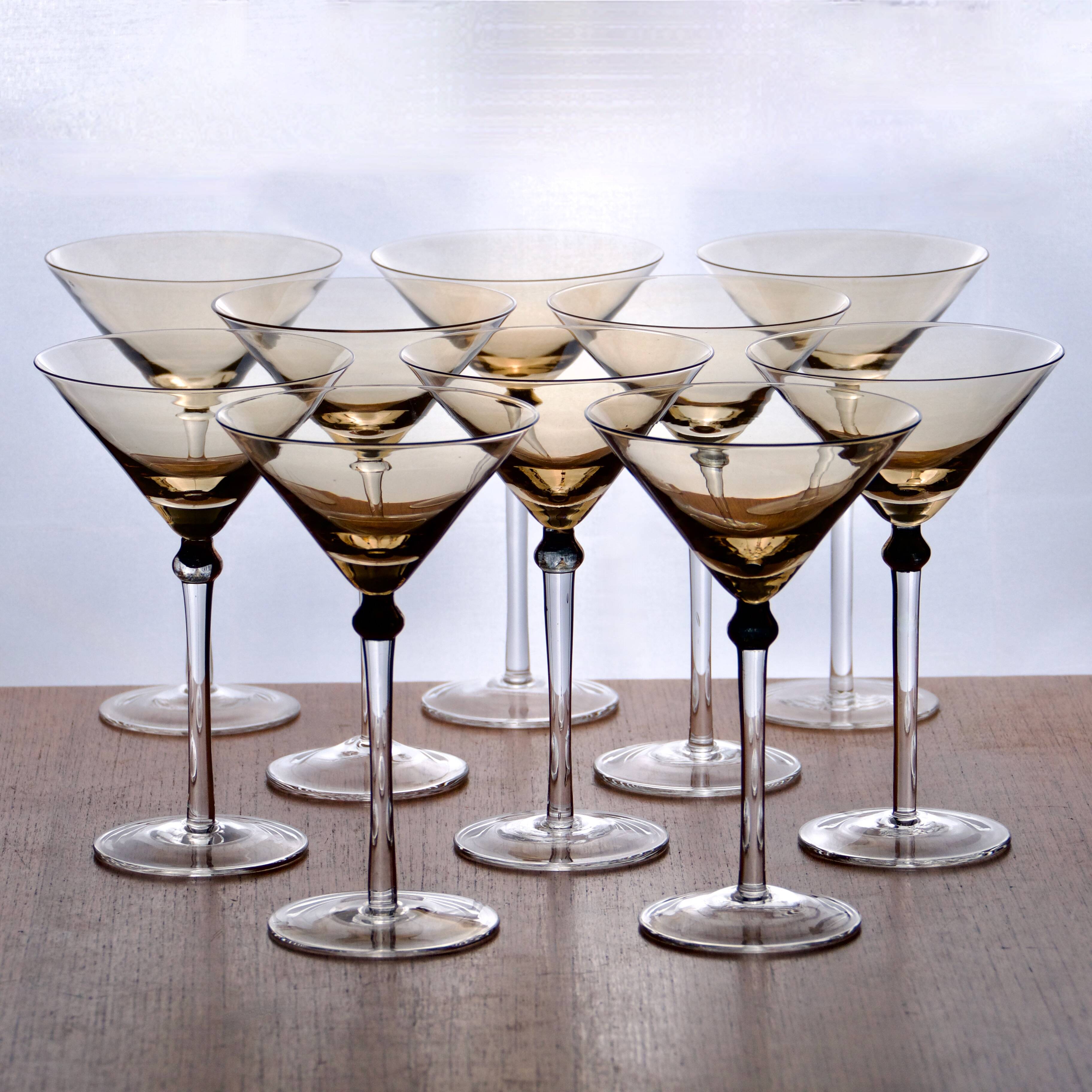 10 Vintage 1970s Amber Large Cocktail Glasses