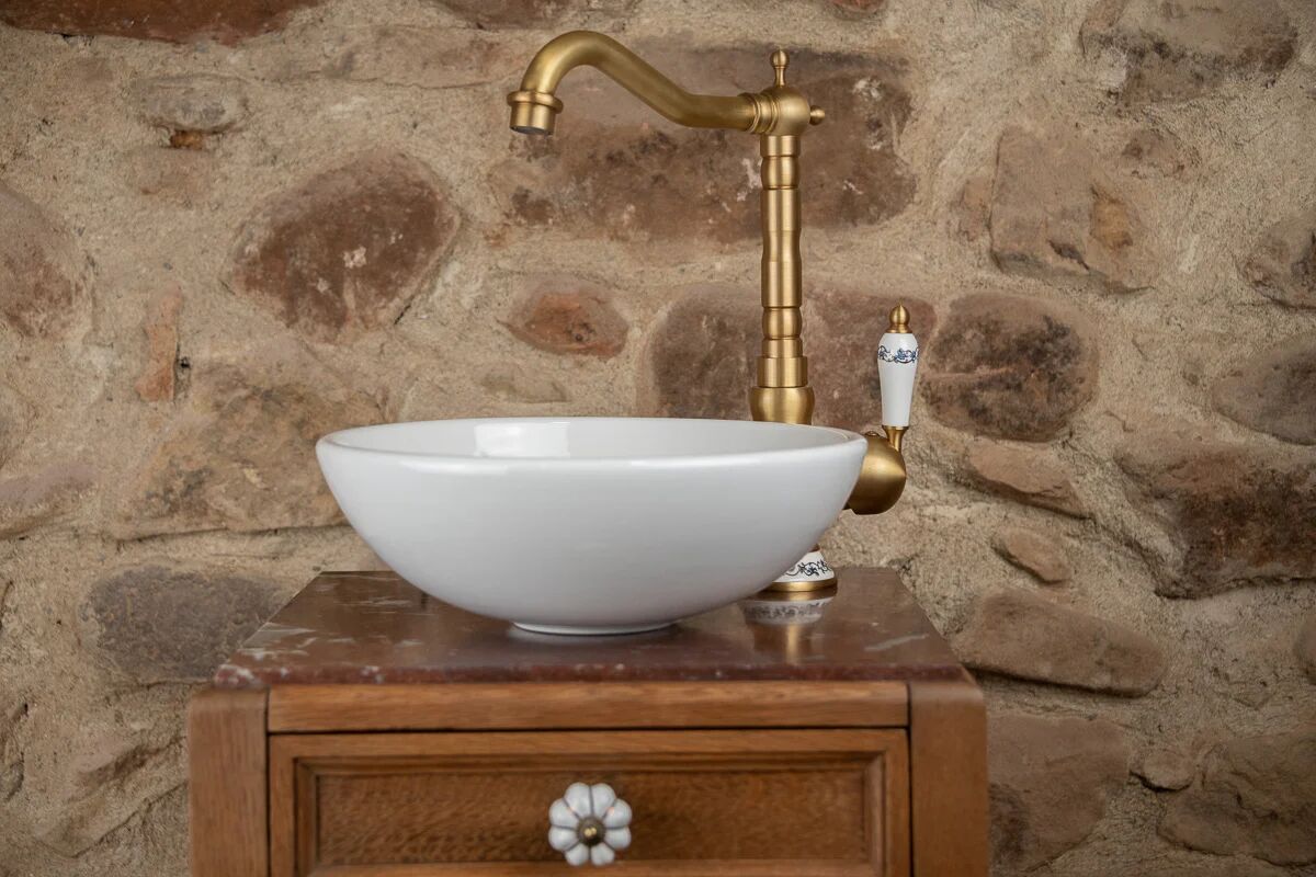 Antique wooden and red marble washstand (Art Deco style)