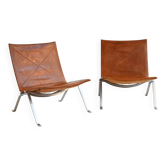 Pair of "PK22" Armchairs by Poul Kjærholm for E. Kold Christensen, 1950s