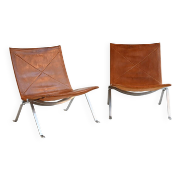 Pair of "PK22" Armchairs by Poul Kjærholm for E. Kold Christensen, 1950s