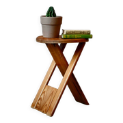 Tabouret pliant Roger Tallon en pin massif édition Sentou, années 70