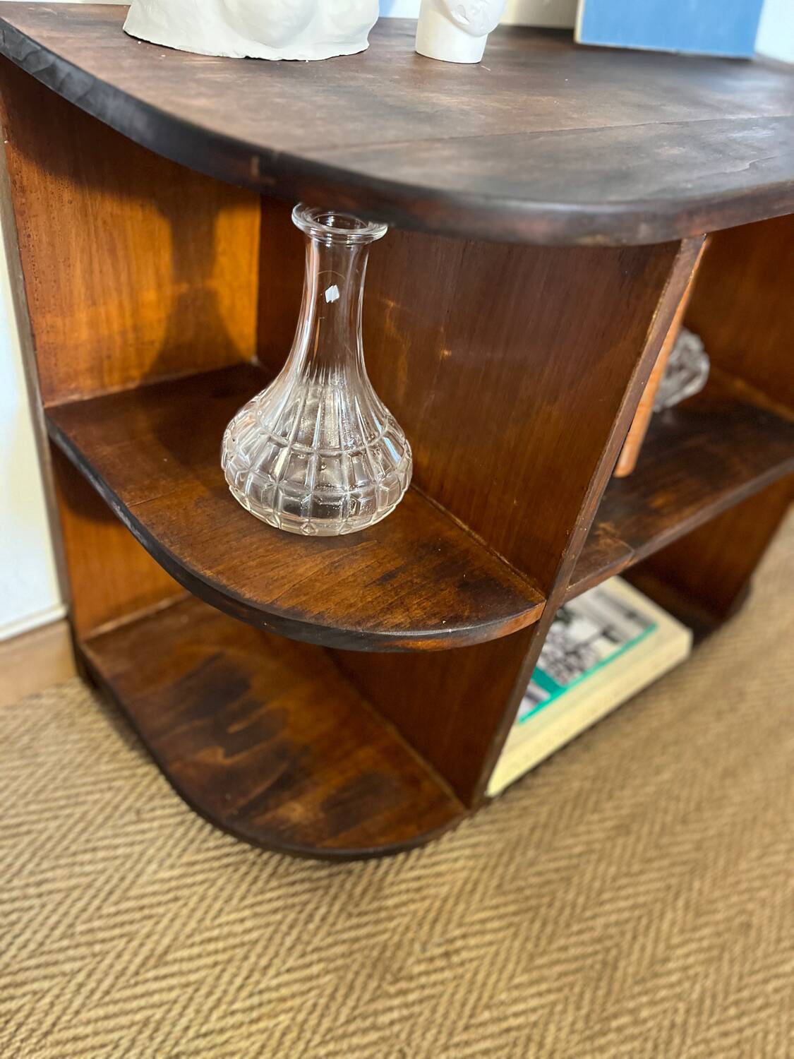 TV cabinet in a row with art deco wooden shelf