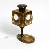 Mid Century italian table lamp with ashtray like a lantern by Aldo Tura