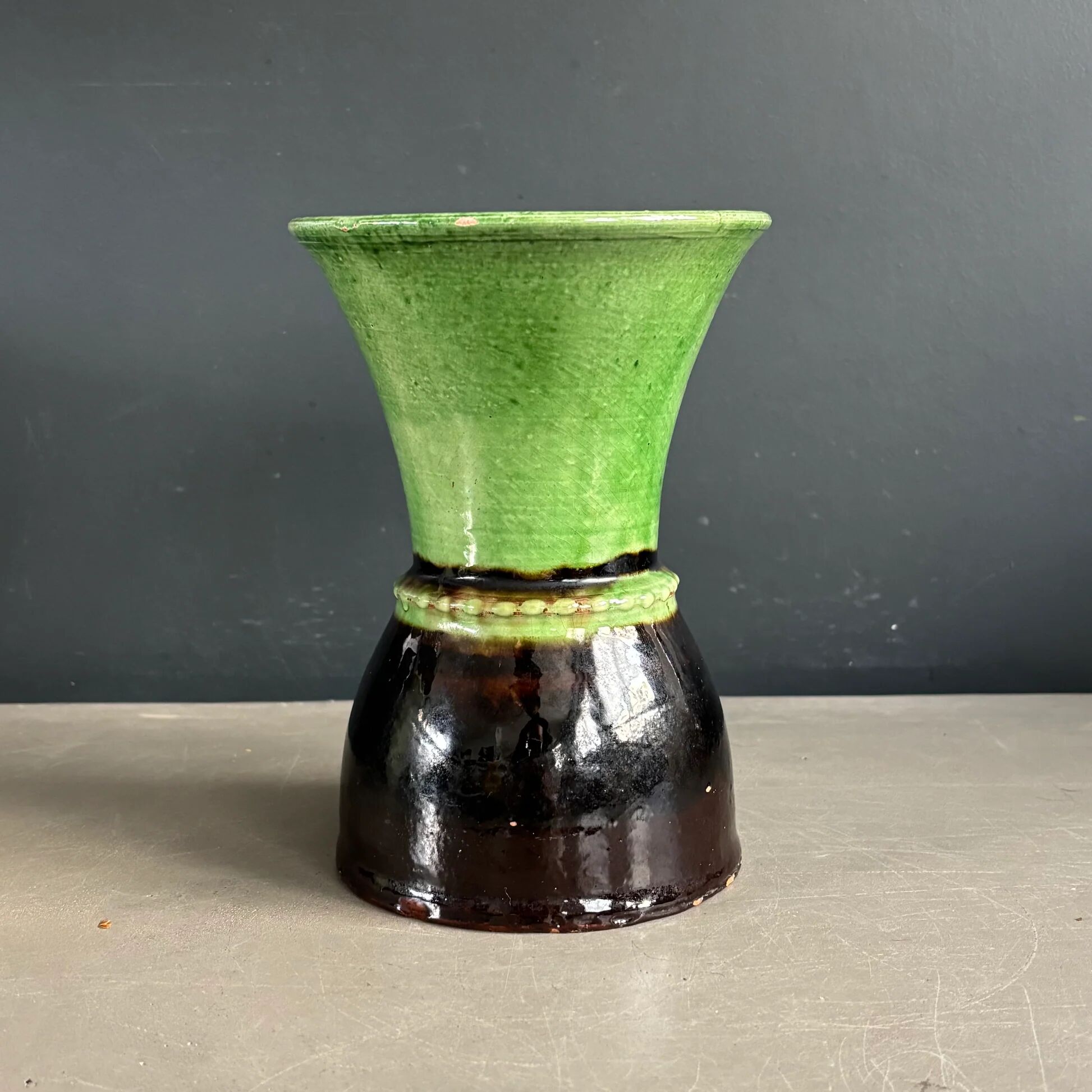 Bicolour vase in glazed terracotta - Savoyard craftsmanship