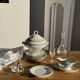 Set of 4 small white earthenware dessert plates D20