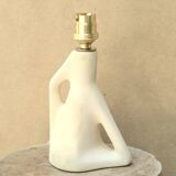 White ceramic lamp with wool lampshade, 1950s