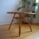 Vintage round rattan coffee table