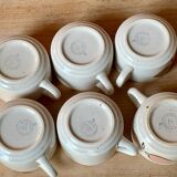 Six Salins stoneware coffee cups 1970