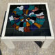 Vintage coffee table in wood and ceramic signed from the 70s-80s.