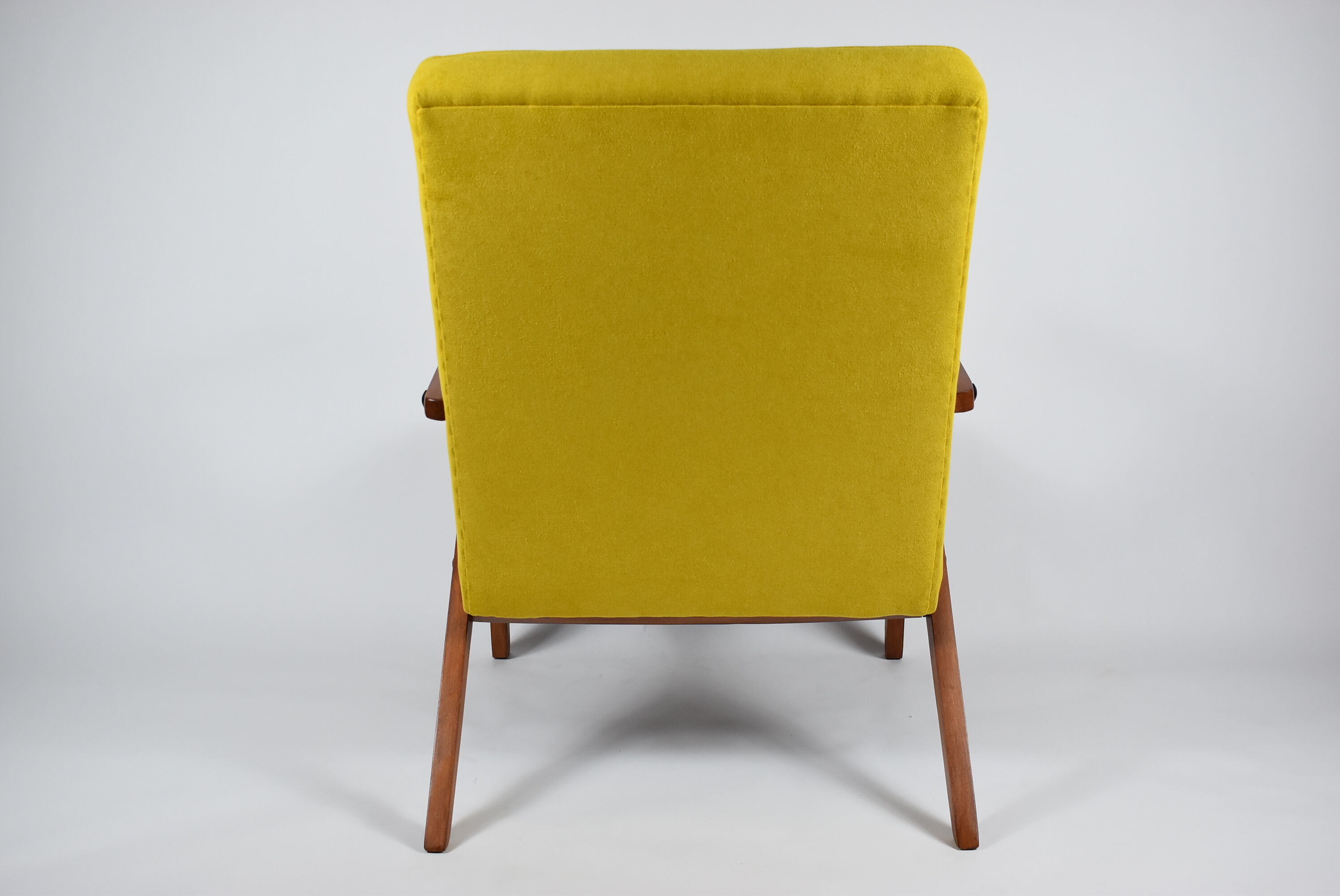 Original vintage - canary yellow - armchair "Compas", renovated, 1960s