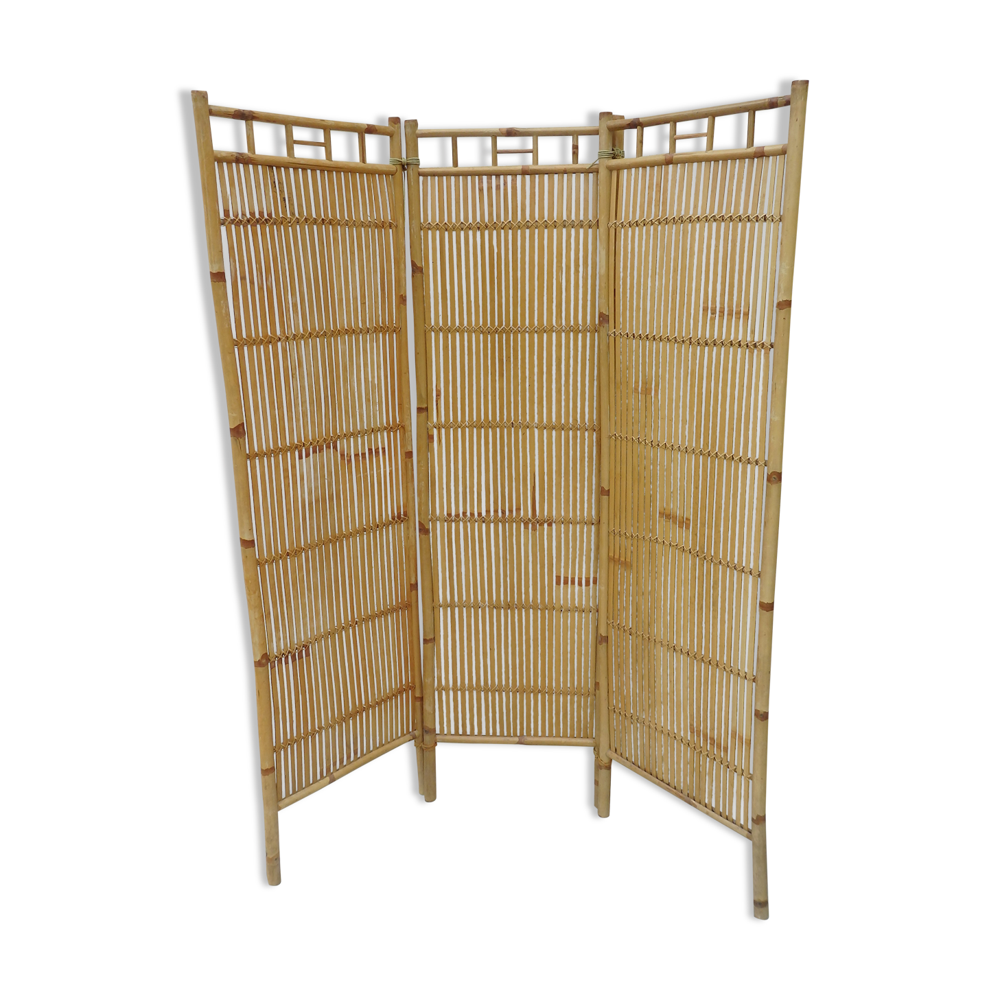 Vintage 1960s bamboo rattan screen