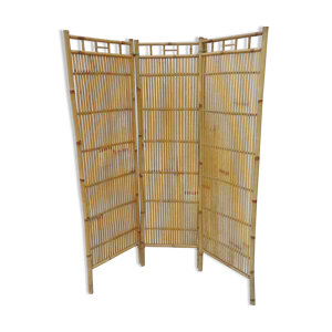 Paravent vintage année 60 rotin bambou