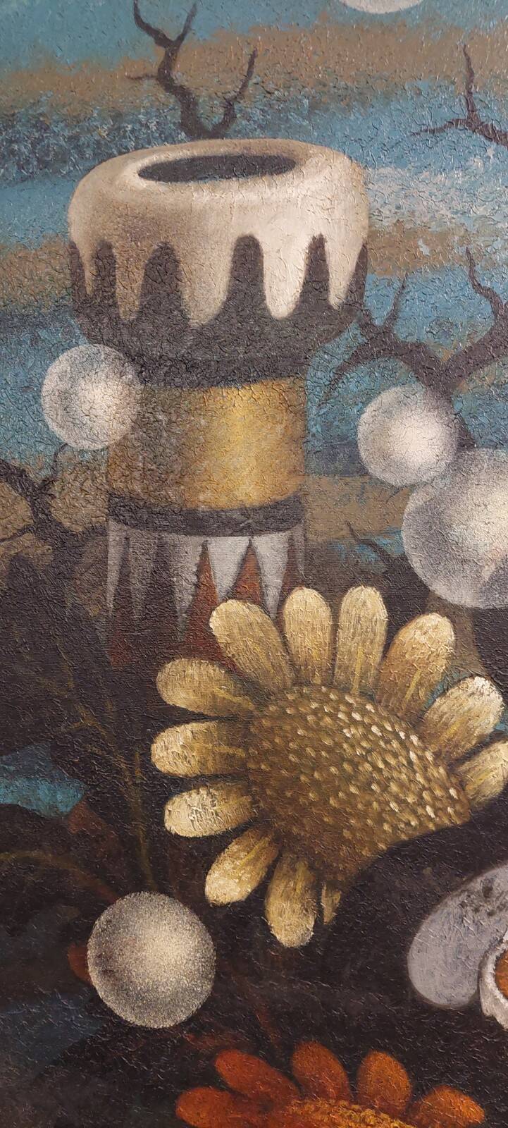 Gianfranco Rontani . Lucca (1926-2018) large oil on canvas 118 x 97 surrealist