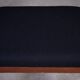 Vintage Teak Stool with Black Fabric, 1960s