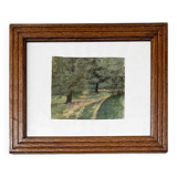 Painting "Path in the undergrowth", Gouache on paper, framed