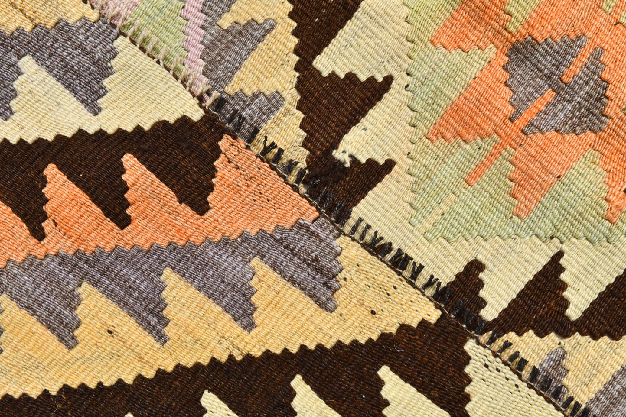 Yellow & Brown Turkish Kilim Rug, 172x284Cm