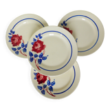 4 assiettes dessert vintage de K&G Luneville modèle Chantal