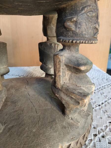 African art, tribal art, antique caryatid stool