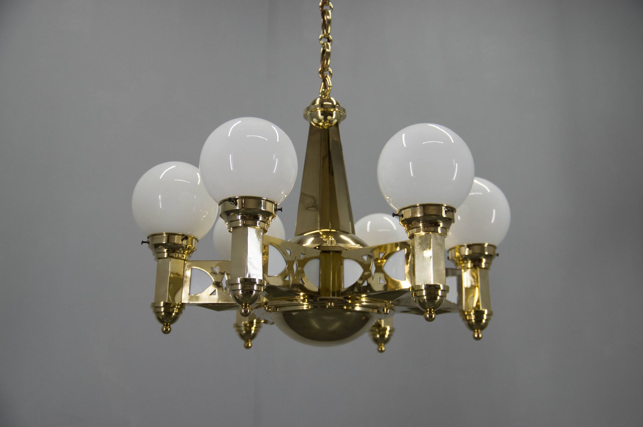 Rare Art Nouveau Chandelier by Emil Kralik for Vulkania, 1920s