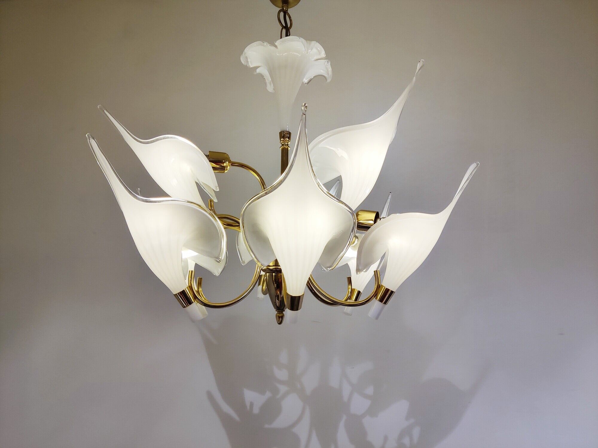 Murano Glass Canna Lily Chandelier, 1970s