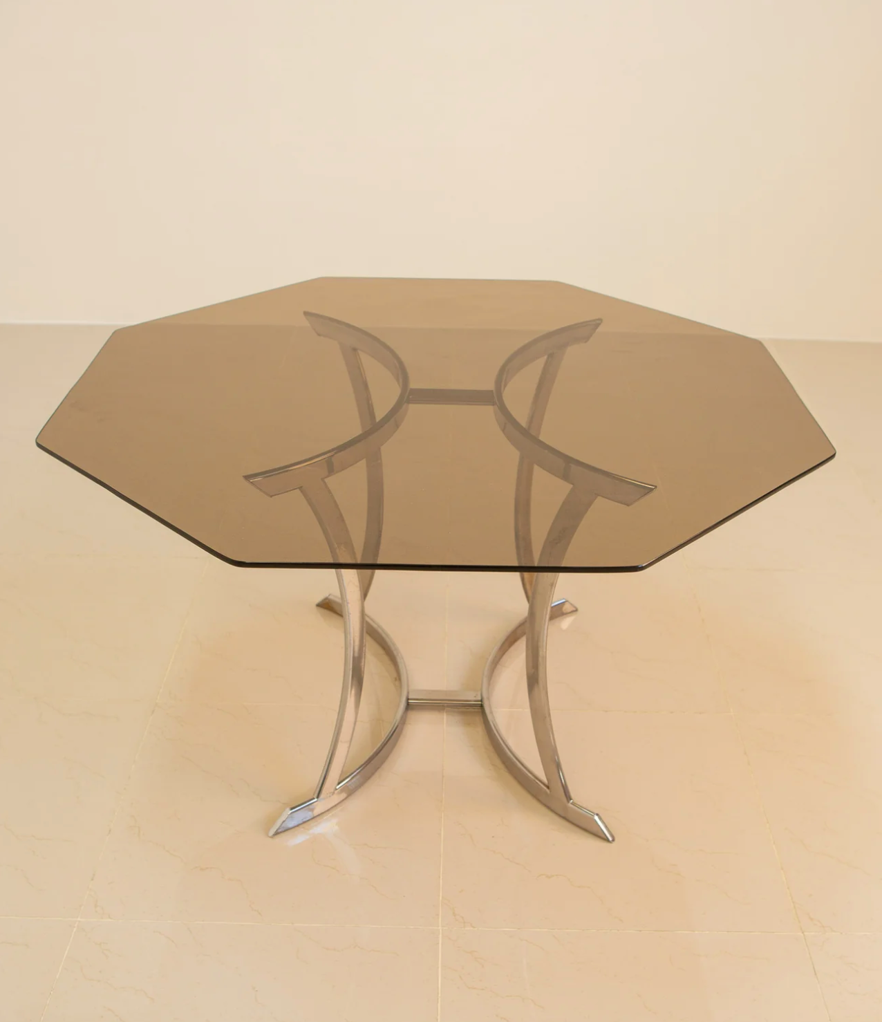 Italian octagonal metal dining table 70's