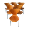 Set of 6 chairs 3107, series 7 by Arne Jacobsen for Fritz Hansen 1960