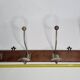 Antique wall-mounted coat rack in wood and metal with 4 hooks, 66 cm