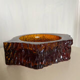 Ashtray in amber bubbled glass