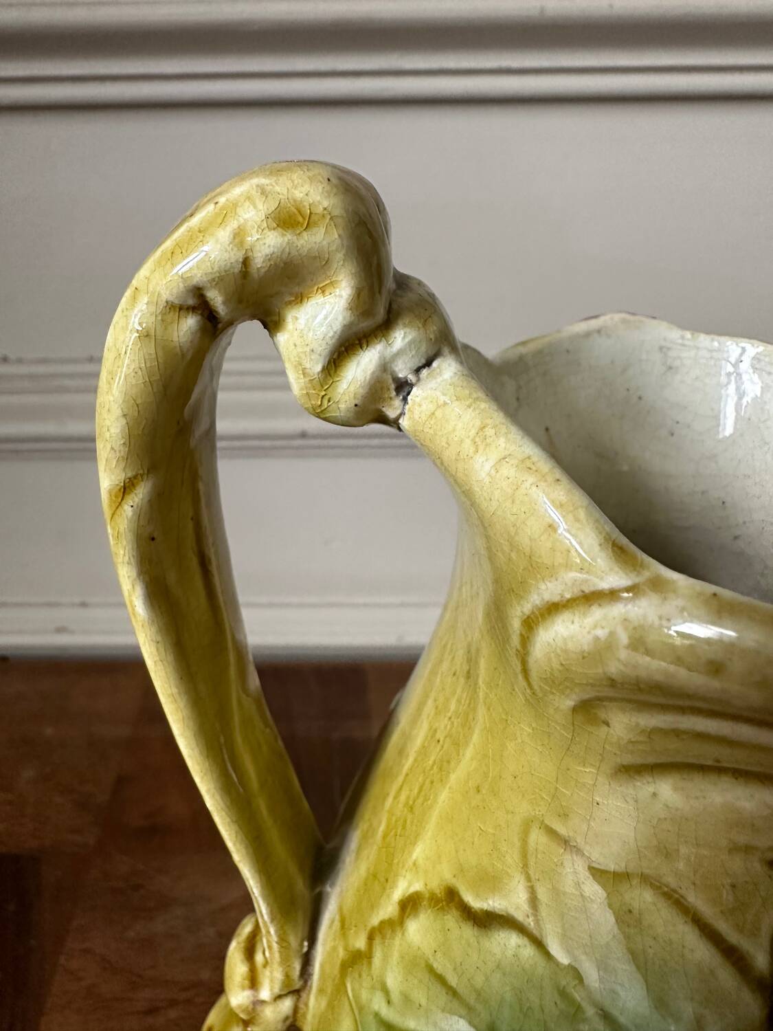 Art Nouveau vase in stamped slip